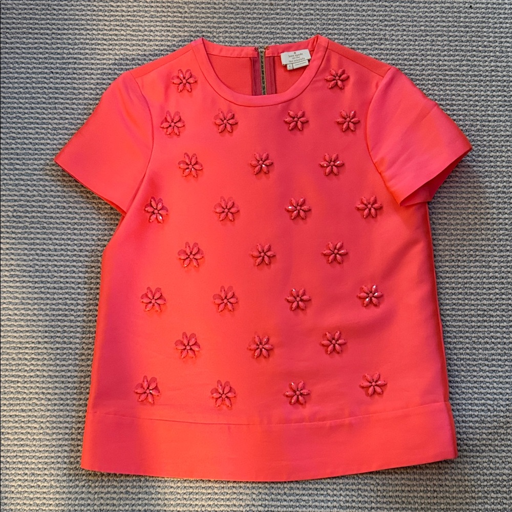 Kate Spade Pink Blouse with Floral Accents